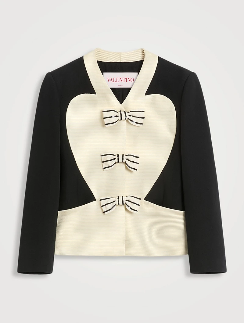 Bow-Trimmed Crêpe Couture Jacket