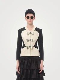 Bow-Trimmed Crêpe Couture Jacket