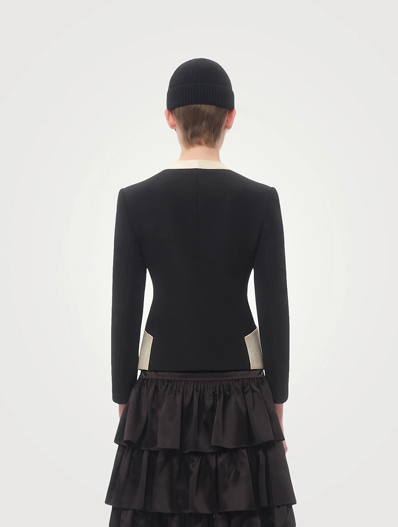 Bow-Trimmed Crêpe Couture Jacket