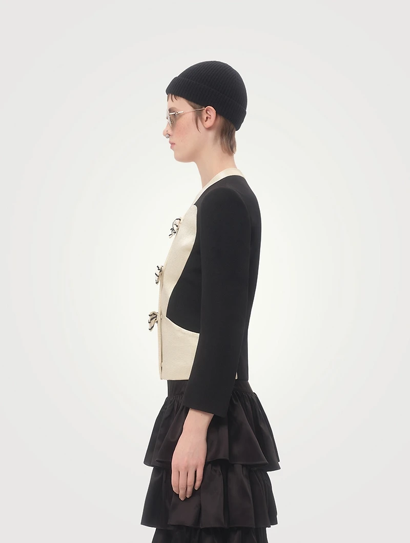 Bow-Trimmed Crêpe Couture Jacket