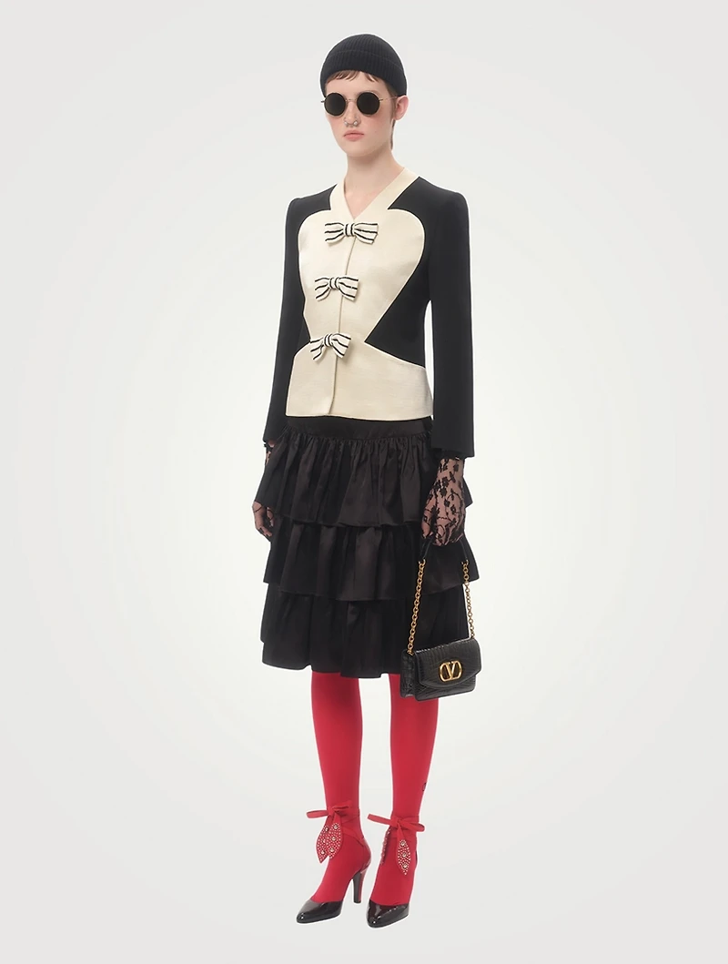 Bow-Trimmed Crêpe Couture Jacket