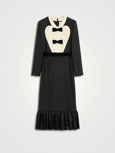 Bow-Trimmed Wool Midi Dress