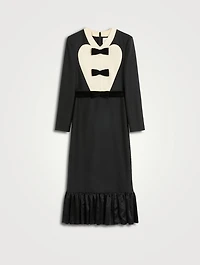 Bow-Trimmed Wool Midi Dress