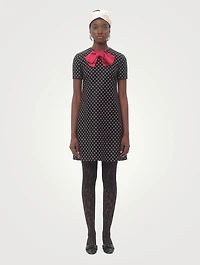 Bow-Trimmed Mini Dress Polka Dot Print