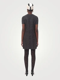 Bow-Trimmed Mini Dress Polka Dot Print