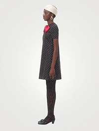 Bow-Trimmed Mini Dress Polka Dot Print