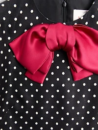 Bow-Trimmed Mini Dress Polka Dot Print