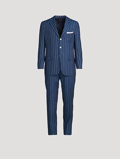 Pinstripe Wool And Cashmere Two-Piece Suit