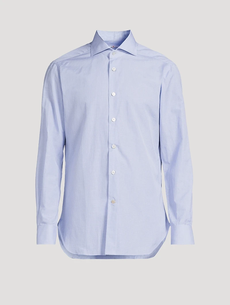 Micro Check Cotton And Linen Sport Shirt