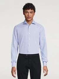 Micro Check Cotton And Linen Sport Shirt