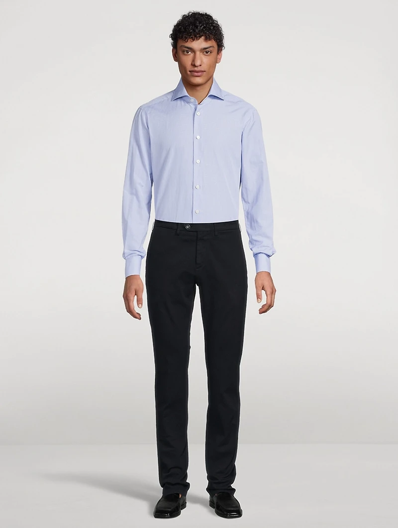 Micro Check Cotton And Linen Sport Shirt