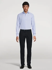 Micro Check Cotton And Linen Sport Shirt