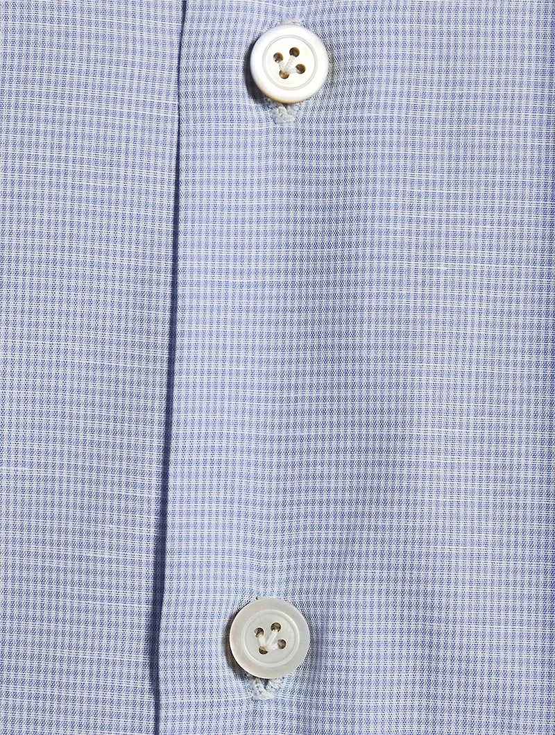 Micro Check Cotton And Linen Sport Shirt