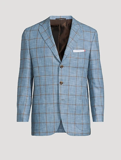 Windowpane Single-Breasted Jacket