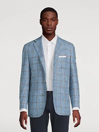 Windowpane Single-Breasted Jacket