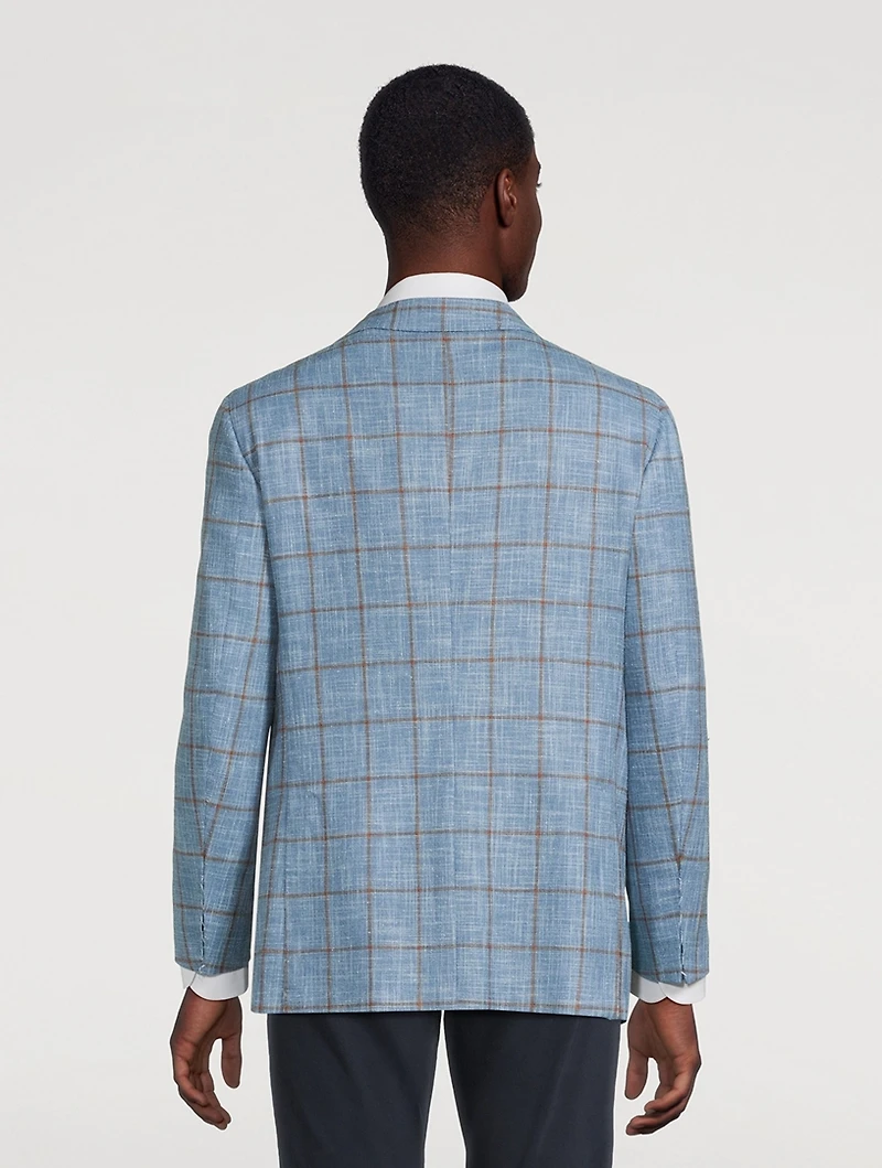 Windowpane Single-Breasted Jacket
