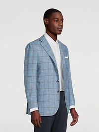 Windowpane Single-Breasted Jacket