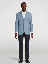 Windowpane Single-Breasted Jacket