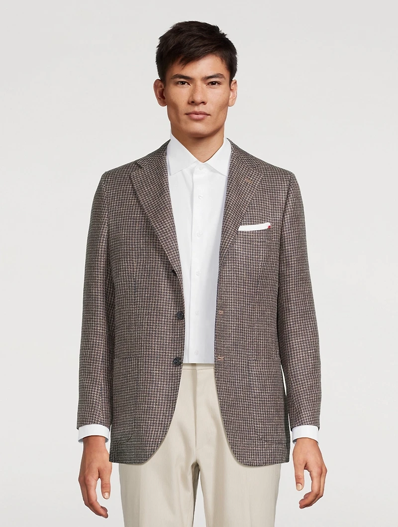 Houndstooth Single-Breasted Jacket