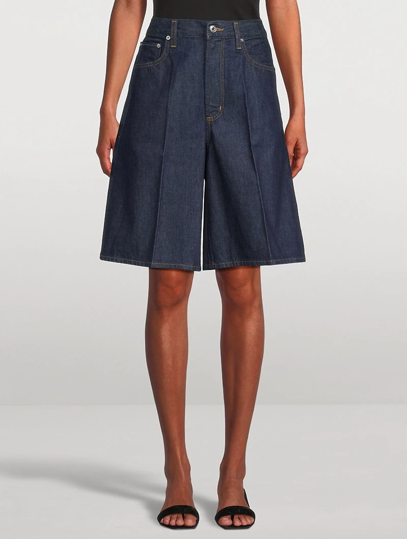 Nolan Wide-Leg Denim Shorts