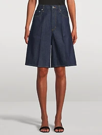 Nolan Wide-Leg Denim Shorts