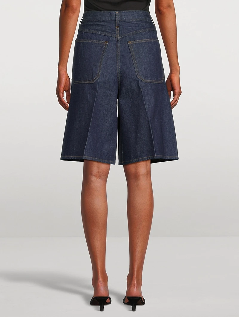 Nolan Wide-Leg Denim Shorts
