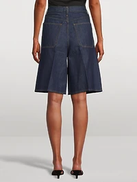 Nolan Wide-Leg Denim Shorts
