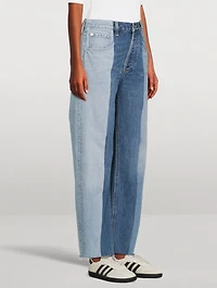 Dahlia Patchwork Tapered-Leg Jeans
