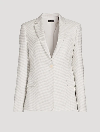 Slim Blazer Houndstooth Print