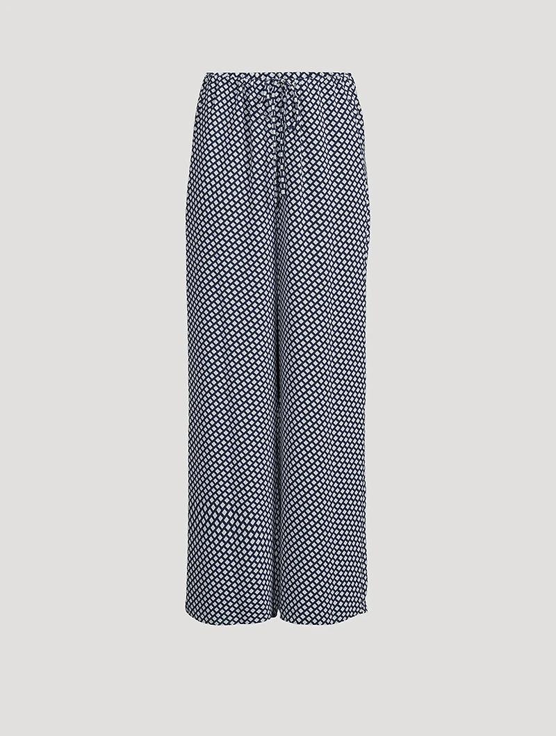 Wide-Leg Trousers Geo Block Print