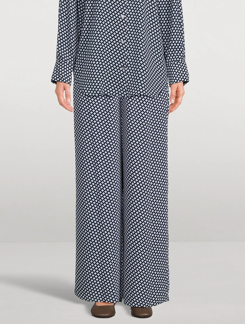 Wide-Leg Trousers Geo Block Print