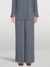 Wide-Leg Trousers Geo Block Print