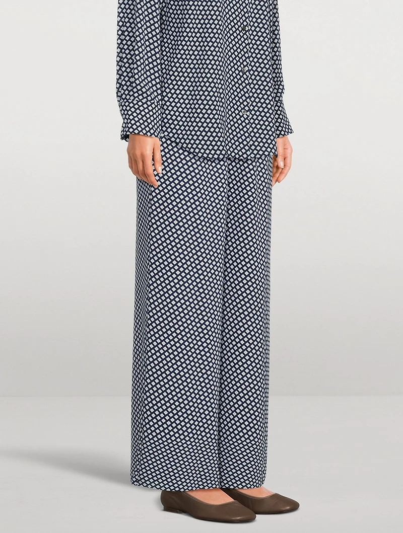 Wide-Leg Trousers Geo Block Print