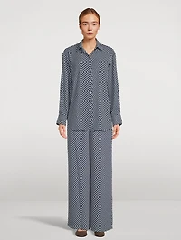 Wide-Leg Trousers Geo Block Print