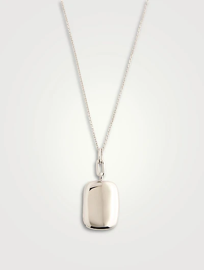 Slim Rectangle Dee Silver Locket Necklace