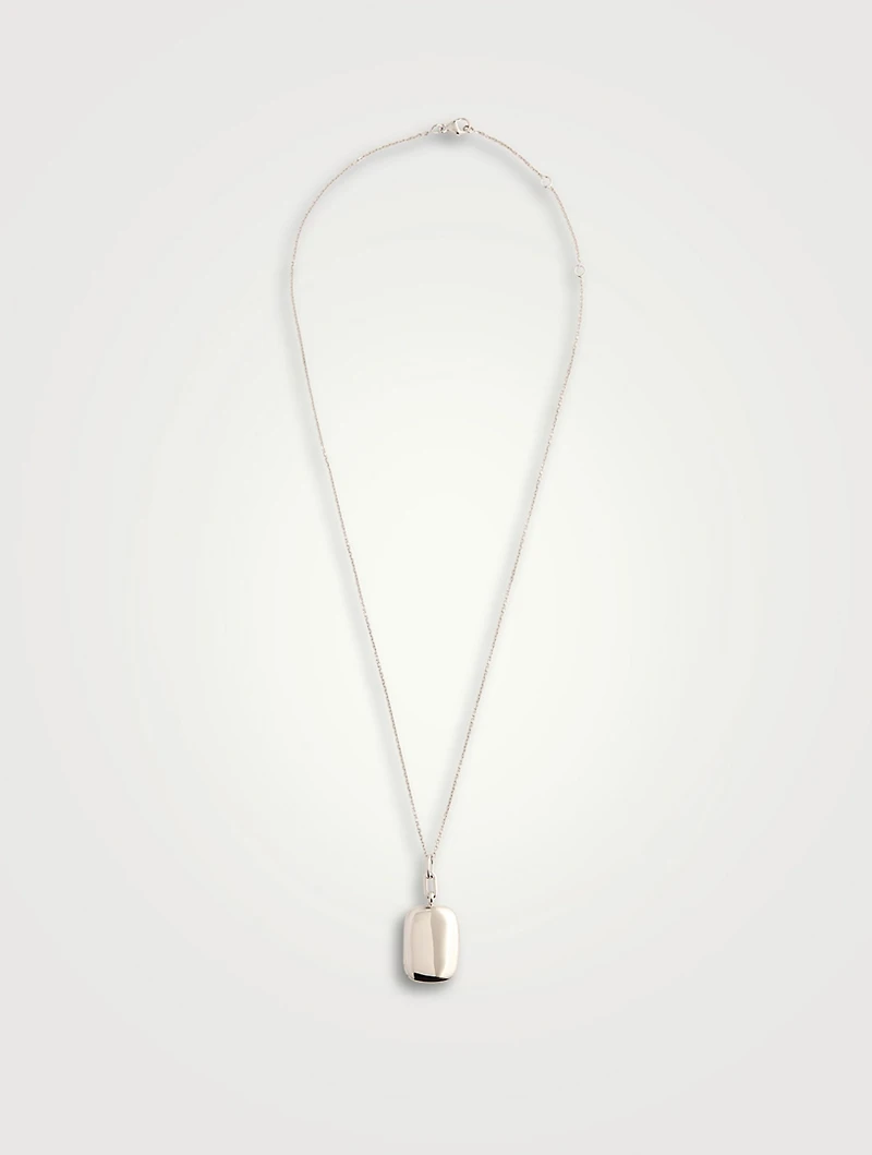 Slim Rectangle Dee Silver Locket Necklace