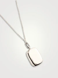 Slim Rectangle Dee Silver Locket Necklace
