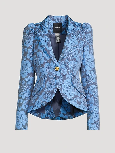 Puff-Sleeve Blazer Floral Print