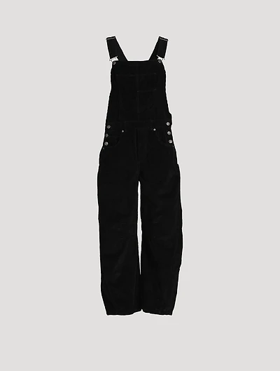 Good Luck Barrel-Leg Corduroy Overalls