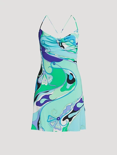 Printed Satin Jersey Mini Dress