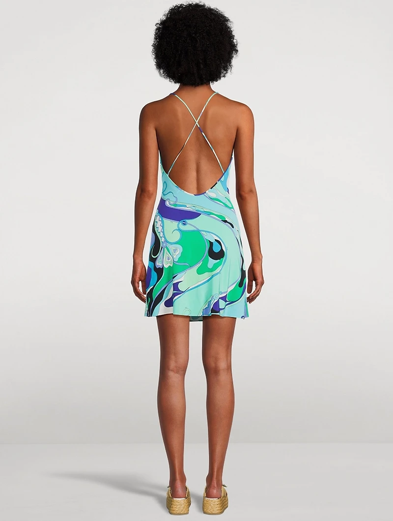 Printed Satin Jersey Mini Dress