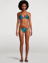 Chain-Trimmed Bikini Top Iride Print
