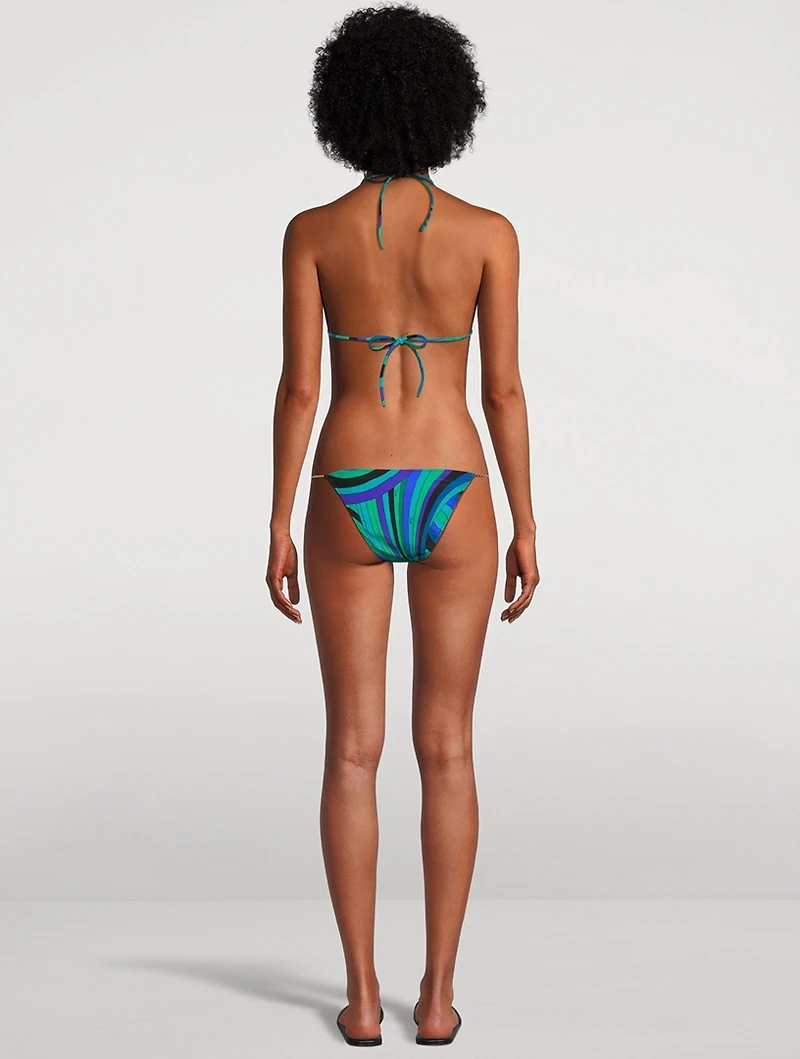 Chain-Trimmed Bikini Top Iride Print
