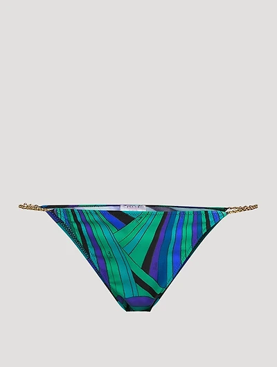 Chain-Trimmed Bikini Bottom Iride Print