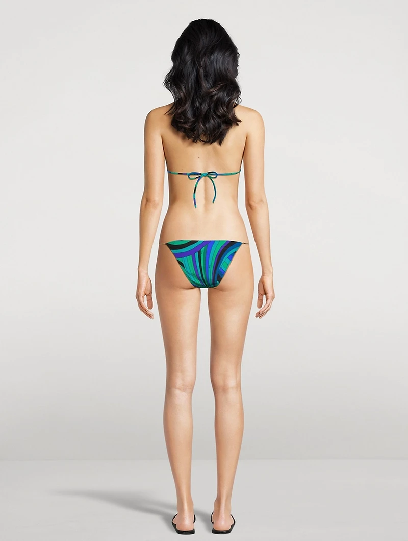 Chain-Trimmed Bikini Bottom Iride Print