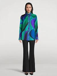 Oversized Silk Twill Shirt Pesci Print