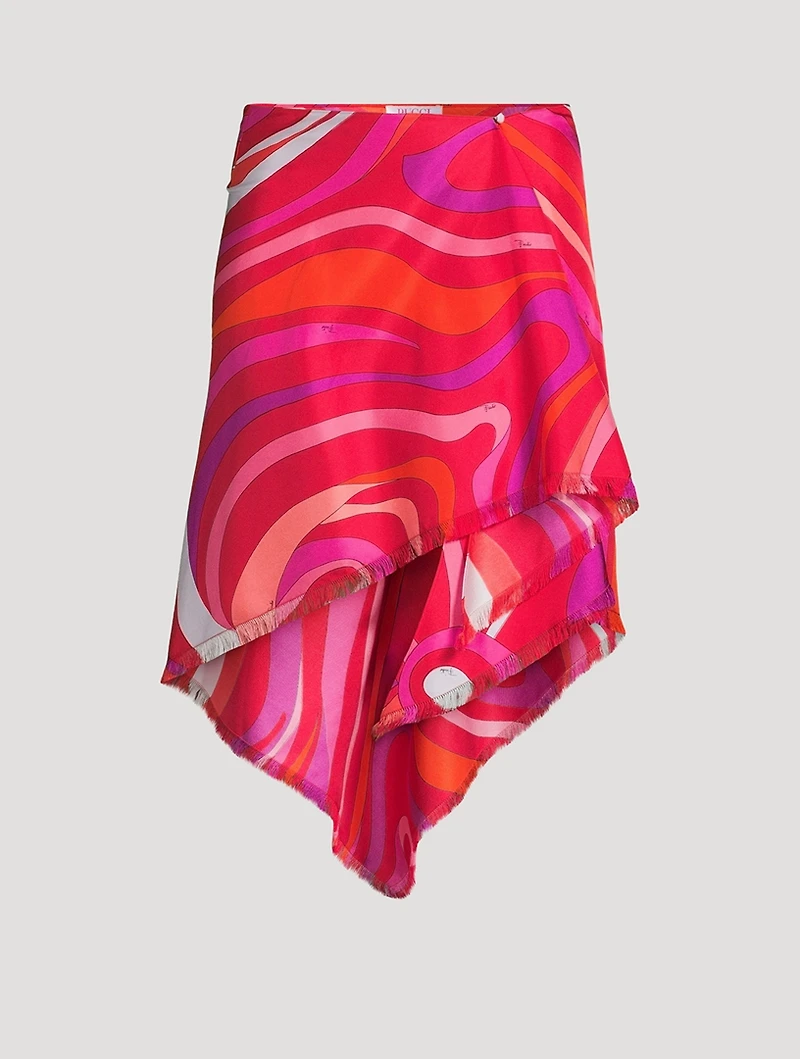 Silk Twill Skirt Marmo Print