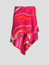 Silk Twill Skirt Marmo Print