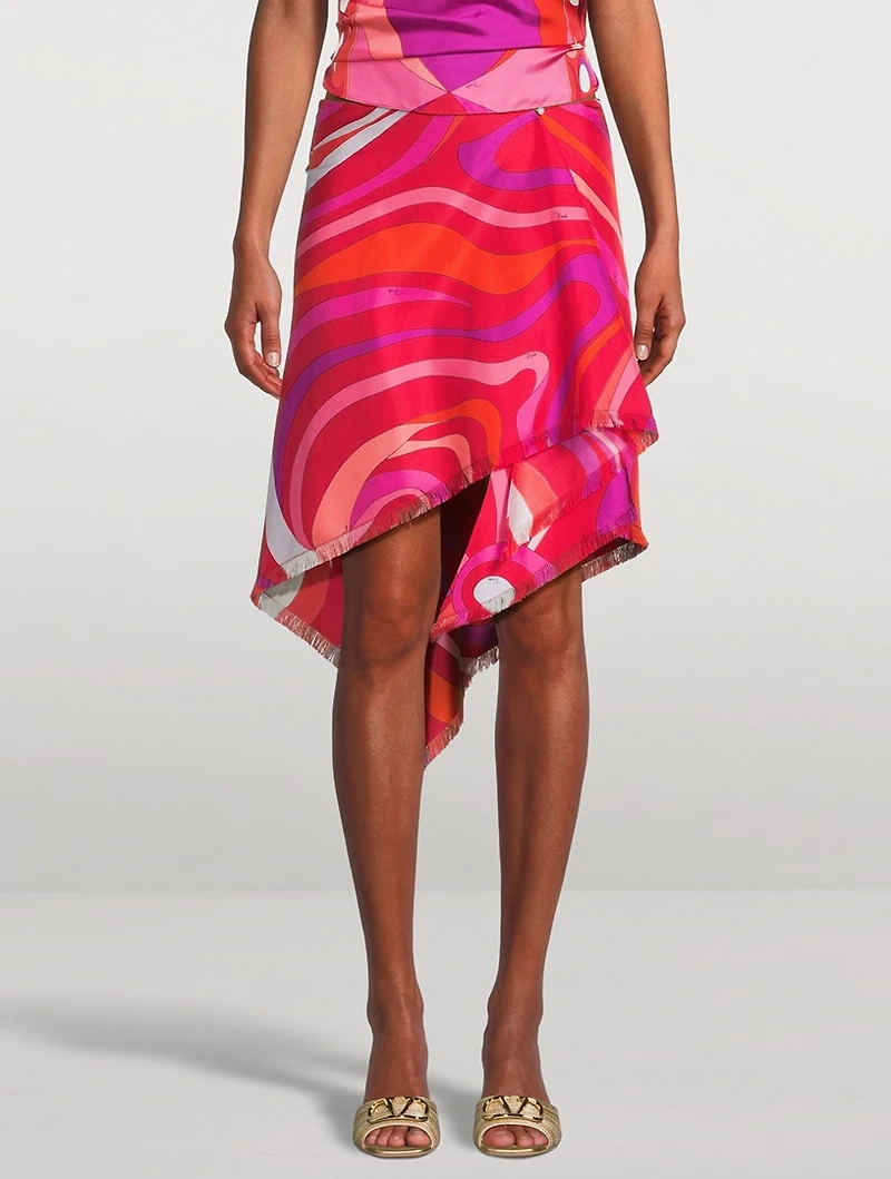 Silk Twill Skirt Marmo Print