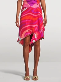 Silk Twill Skirt Marmo Print